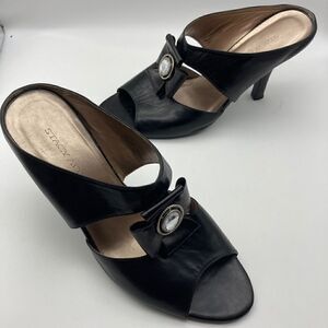 Stasy Adams Bambi Black Leather Heeled Sandals Size 10M